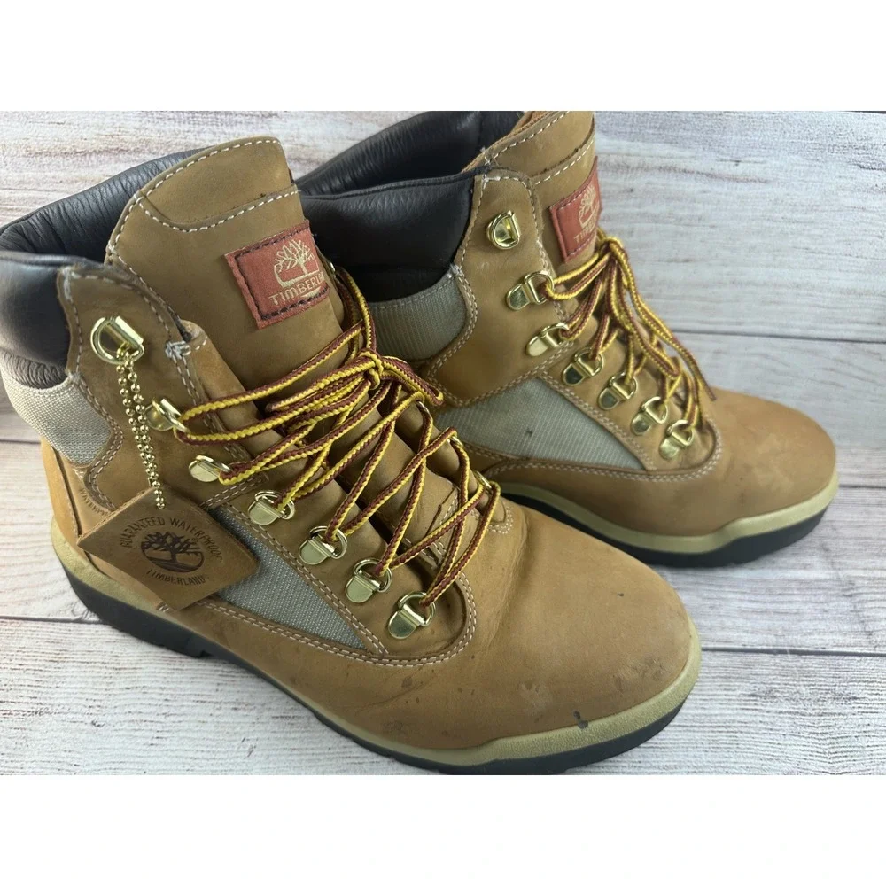 Timberland Men's 6-Inch Wheat Nubuck Leather Waterproof Field Boots Size 8 NWOB
